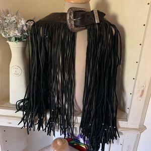 Keblor Genuine Leather Fringed Beaded Belt size 34
